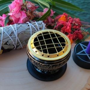 Black Carved Brass Incense burner